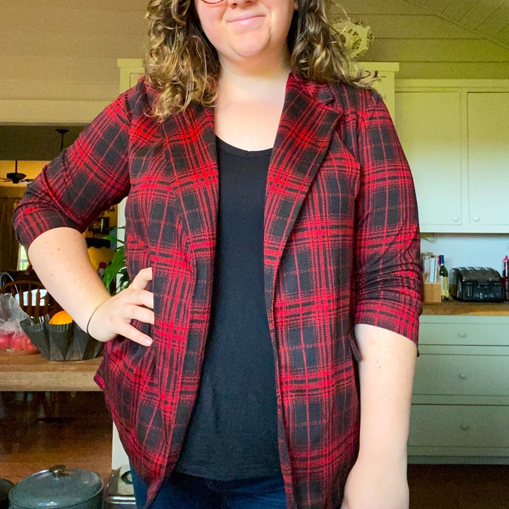 Wild Fable Red & Black Plaid Blazer XXL